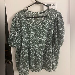 Green Patterned Women's Top